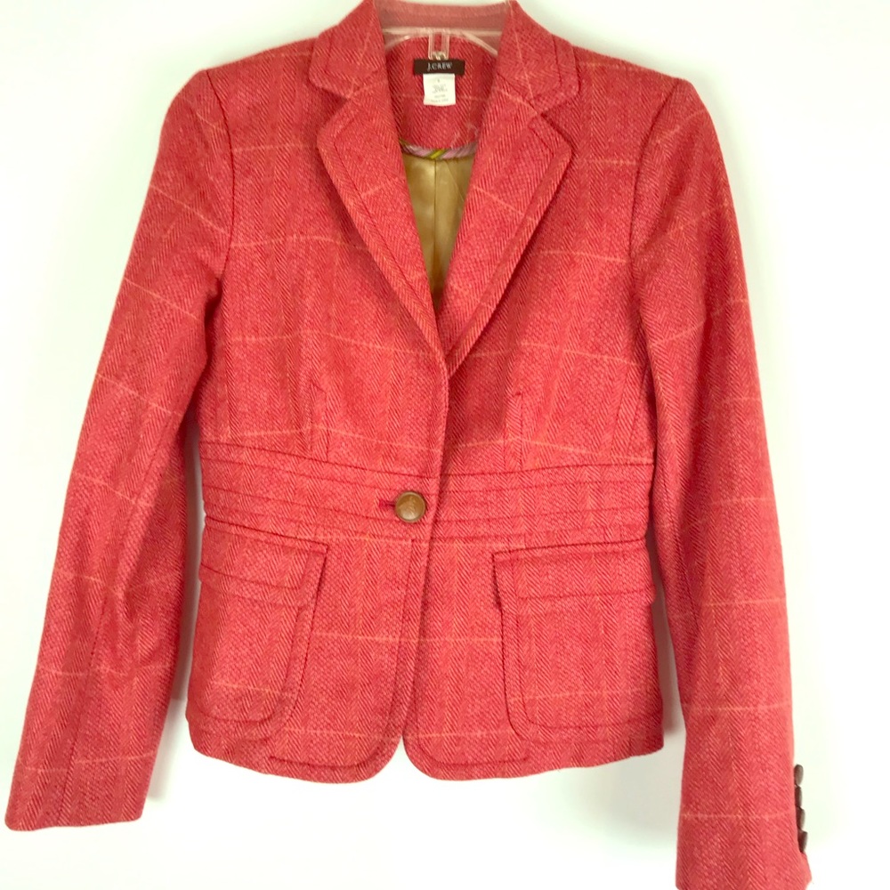 J. Crew Coral Tweed Single-Button Blazer